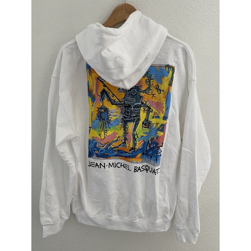 Jean Michel Bascuiat Long Sleeve Pullover Hoodie Sz M White
